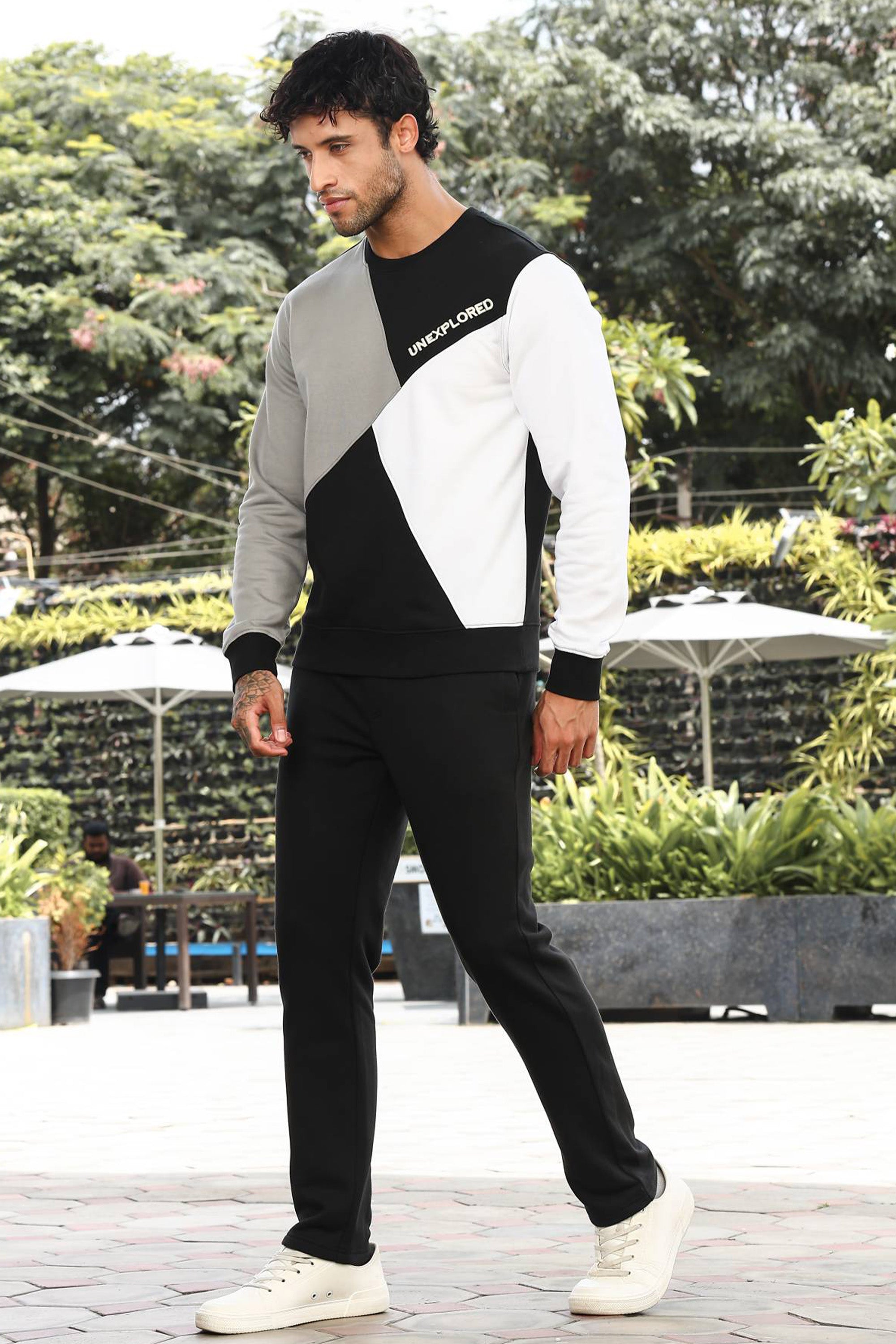 Men’s Colorblock Tracksuit Set | Round Neck Long Sleeve Top & Slip-On Joggers | Cotton Blend | Mid-Rise Flat Front | 3 Pockets | Casual Athleisure Wear