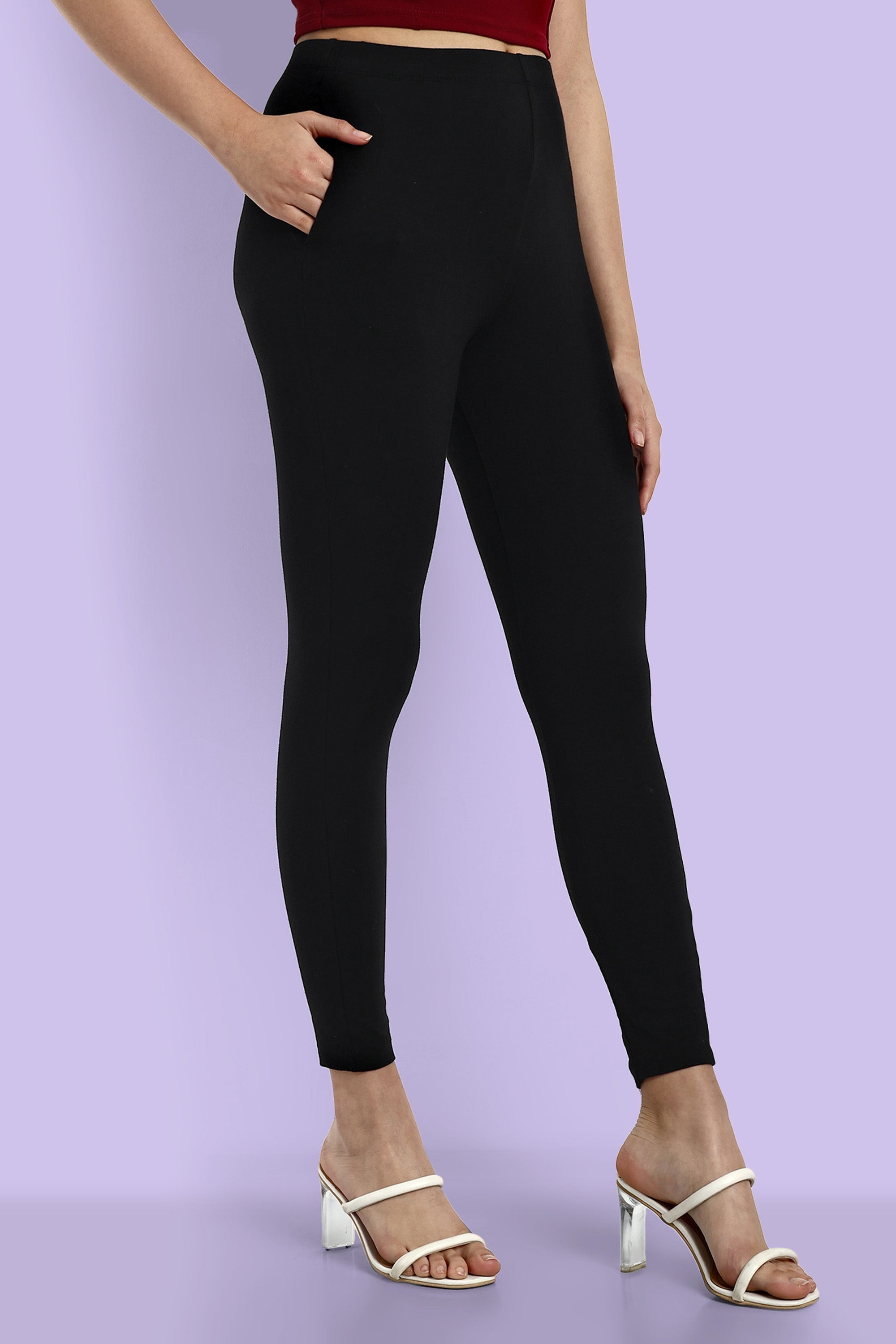 ONE SKY WOMEN BLACK SOLID LEGGINGS
