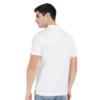 Men White Pure Cotton Polo T-Shirt