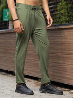 Mens Solid Olive Track Pants