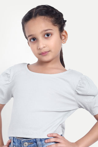Girls' Cotton Blend Solid Top – Stylish Daily Wear