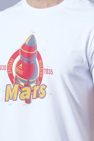 ONE SKY MEN WHITE GRAPHIC PRINTED T SHIRT