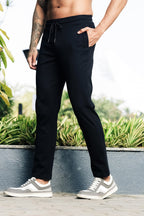 ONE SKY Men’s 100% Cotton Track Pants | Mid Rise Casual Joggers with Drawstring | 2 Pockets | Solid Color | Machine Wash