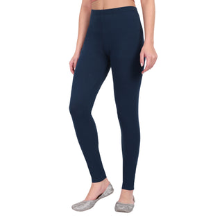 Women Electric Blue Breathable Long Length Legging