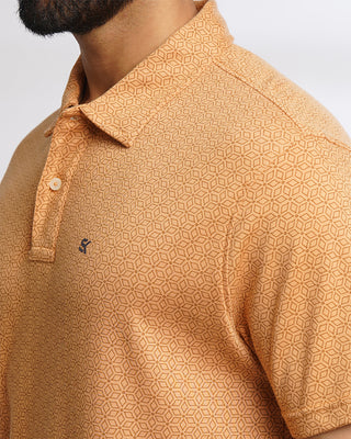 Men Brown Printed Polo T-Shirt