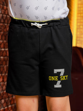 Casual Shorts for Boys, Versatile Kidswear, Plain Drawstring Waist, Relaxed Fit, Black