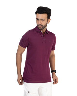 Men Purple Polo T-Shirt