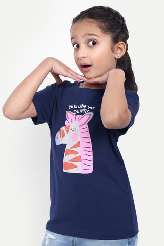 Girls' Round Neck Graphic T-Shirt