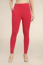 Women Bright Fuchsia Ankle Length Legging