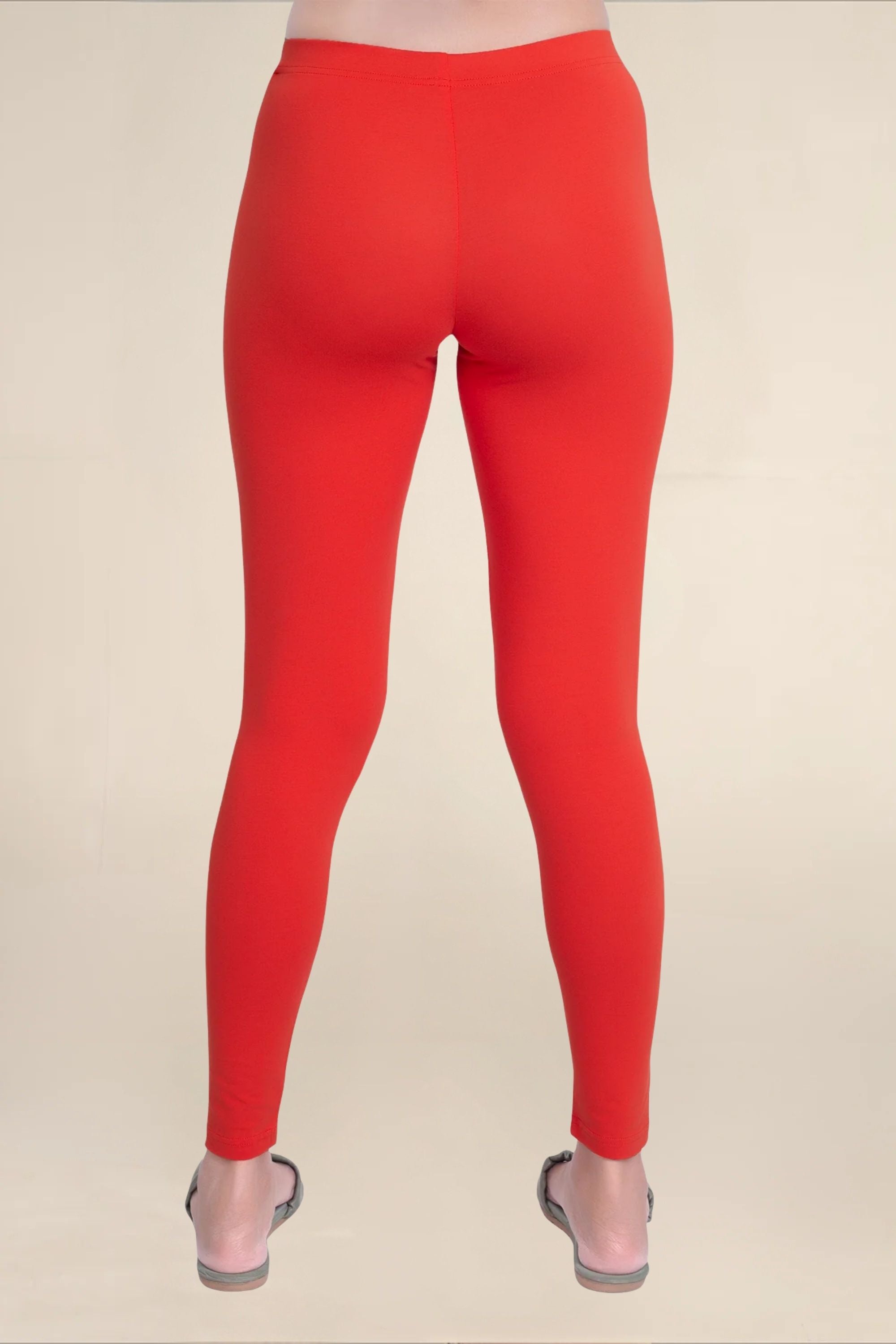 Women Bright Red Breathable Long Length Legging