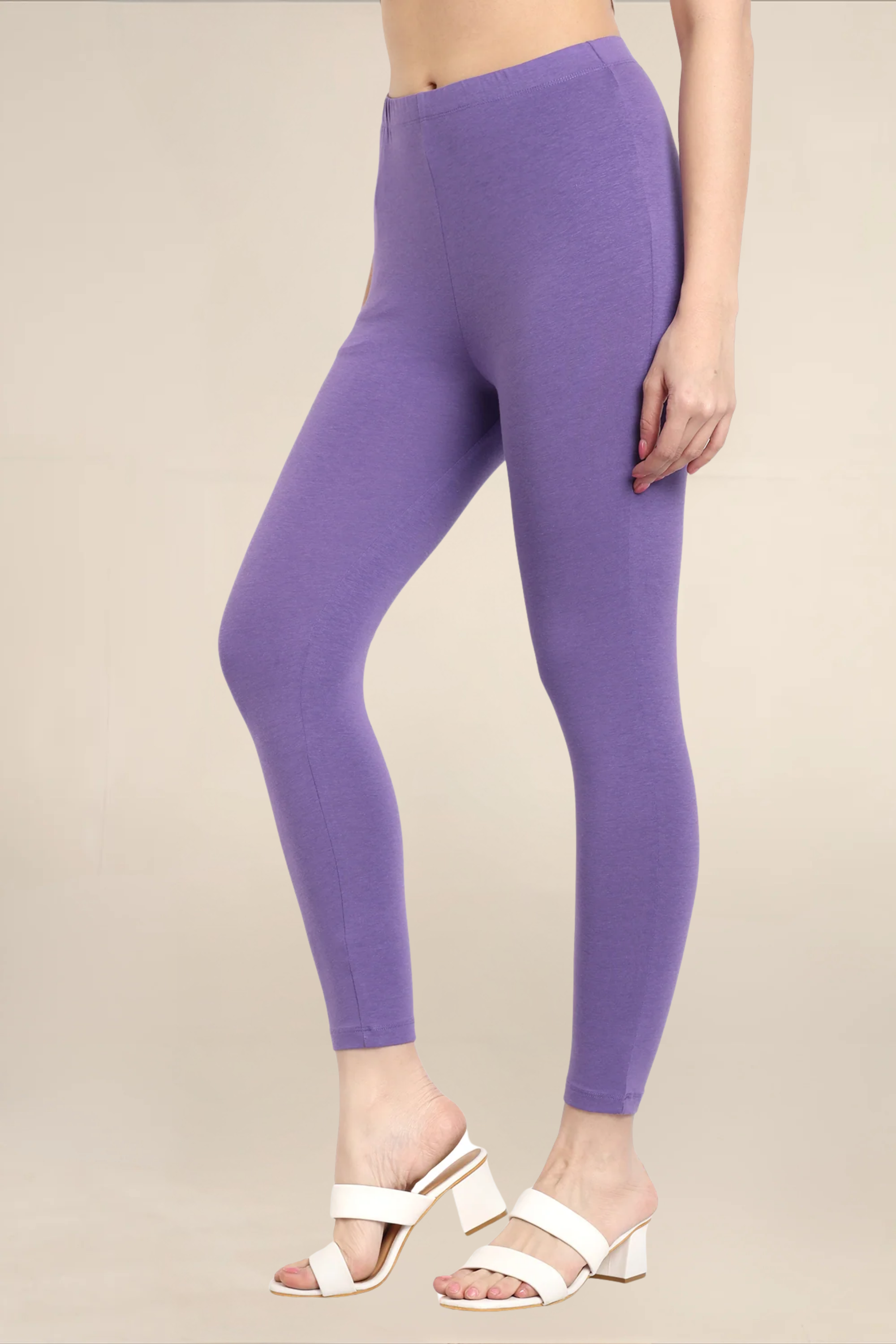 Women Light Lavender Ankle Length Legging