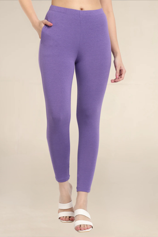 Women Light Lavender Ankle Length Legging
