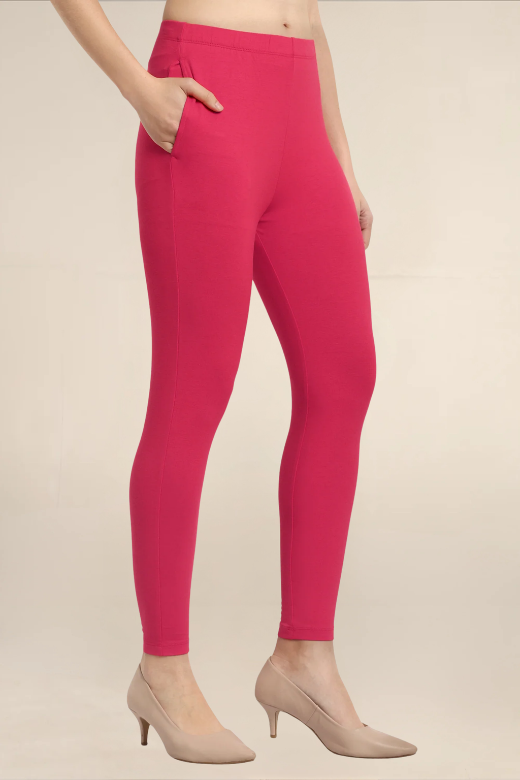 Women Light Cherry Ankle Length Legging