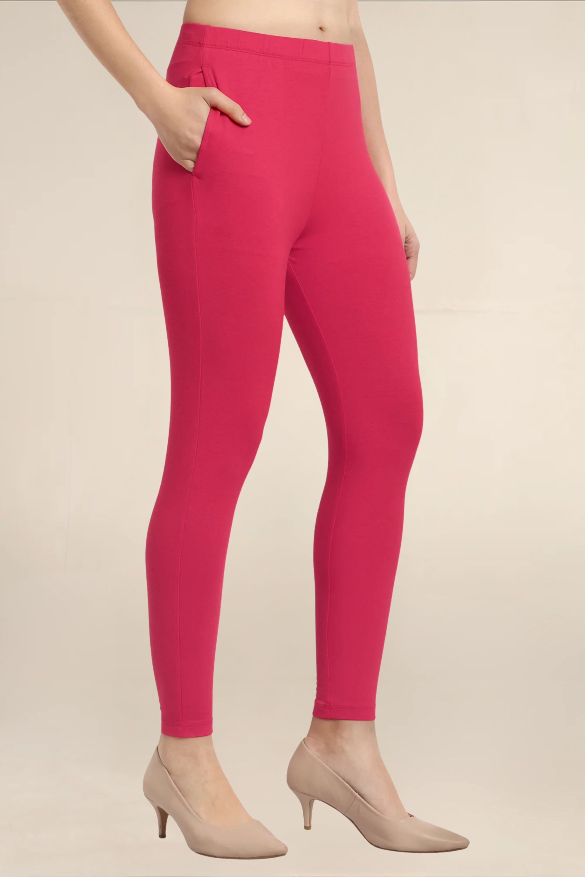 Women Light Cherry Ankle Length Legging