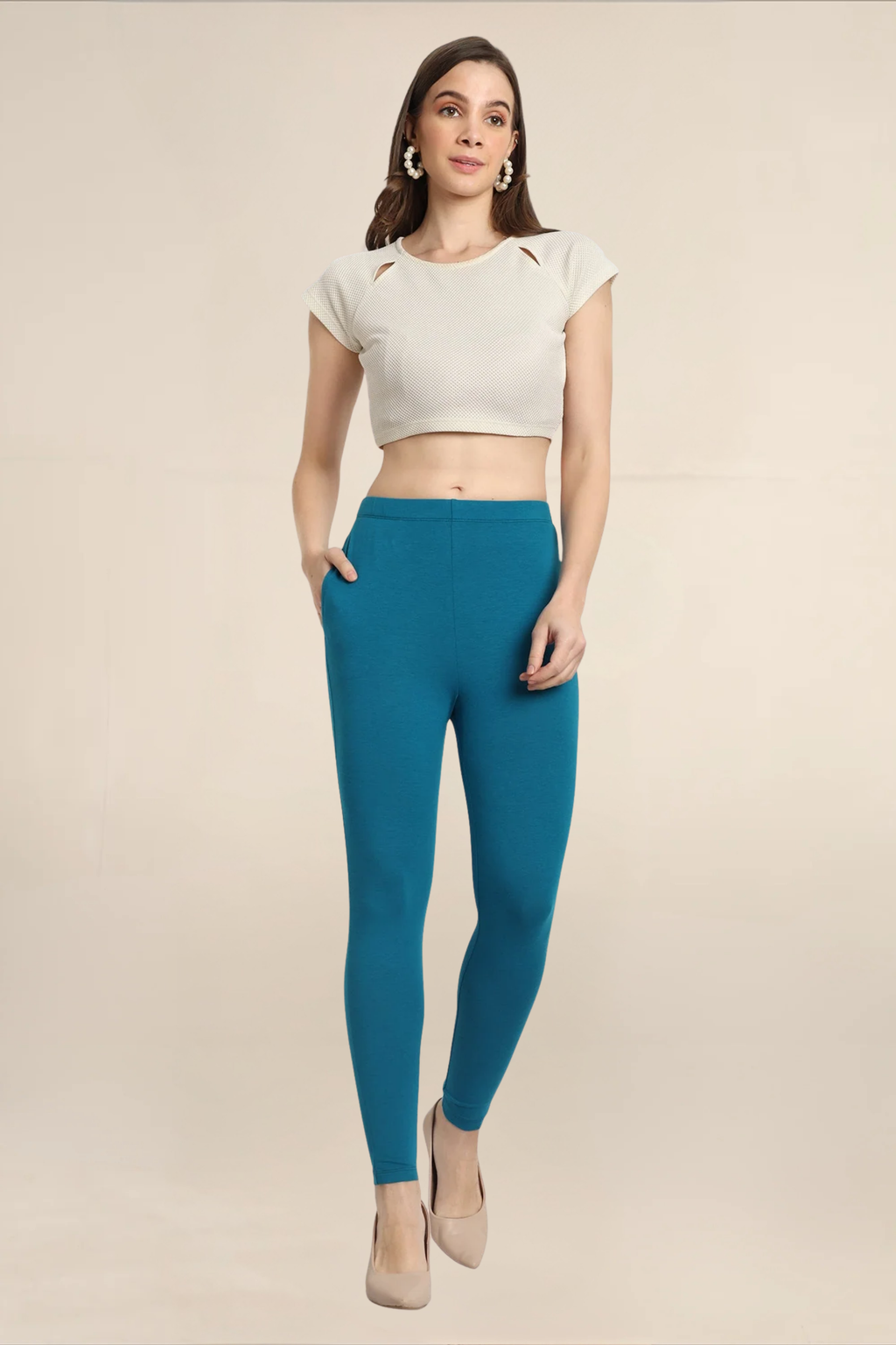 Women Teal Ankle Length Legging