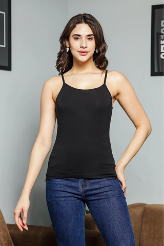 WOMENS BLACK REGULAR FIT CAMISOLE