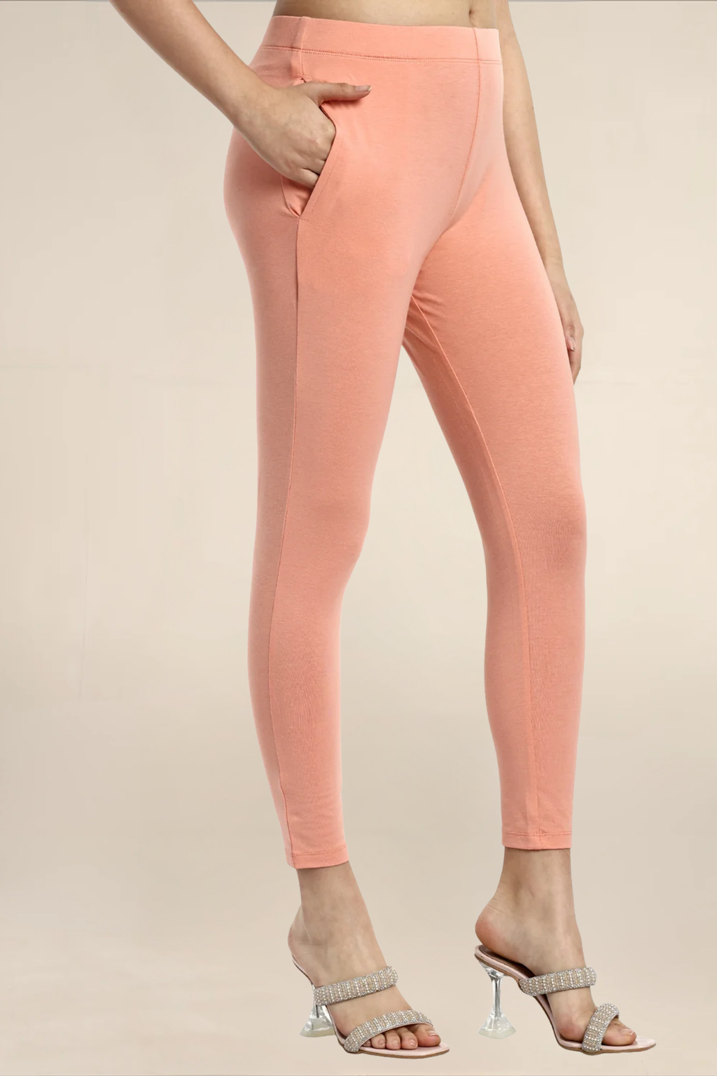 Women Papaya Peach Ankle Length Legging