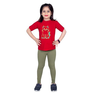 GIRLS OLIVE LONG LENGTH LEGGING