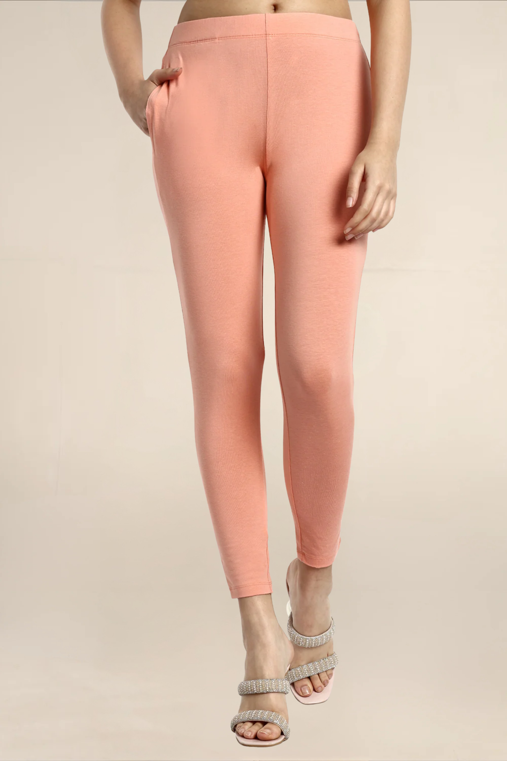 Women Papaya Peach Ankle Length Legging
