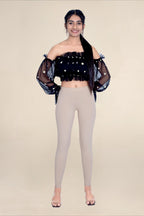 Women Beige Breathable Long Length Legging