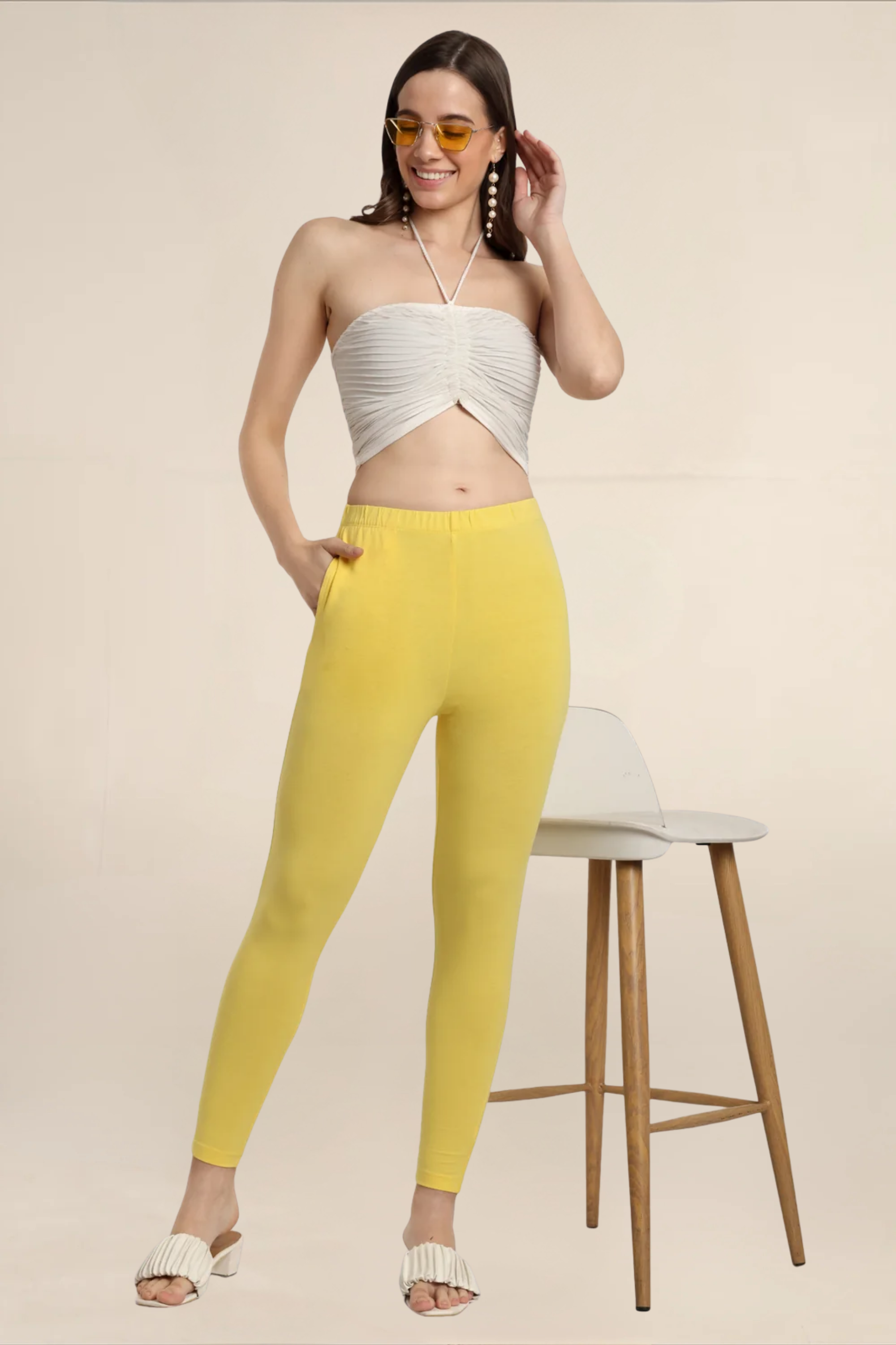 Women Sun Flower Ankle Length Legging