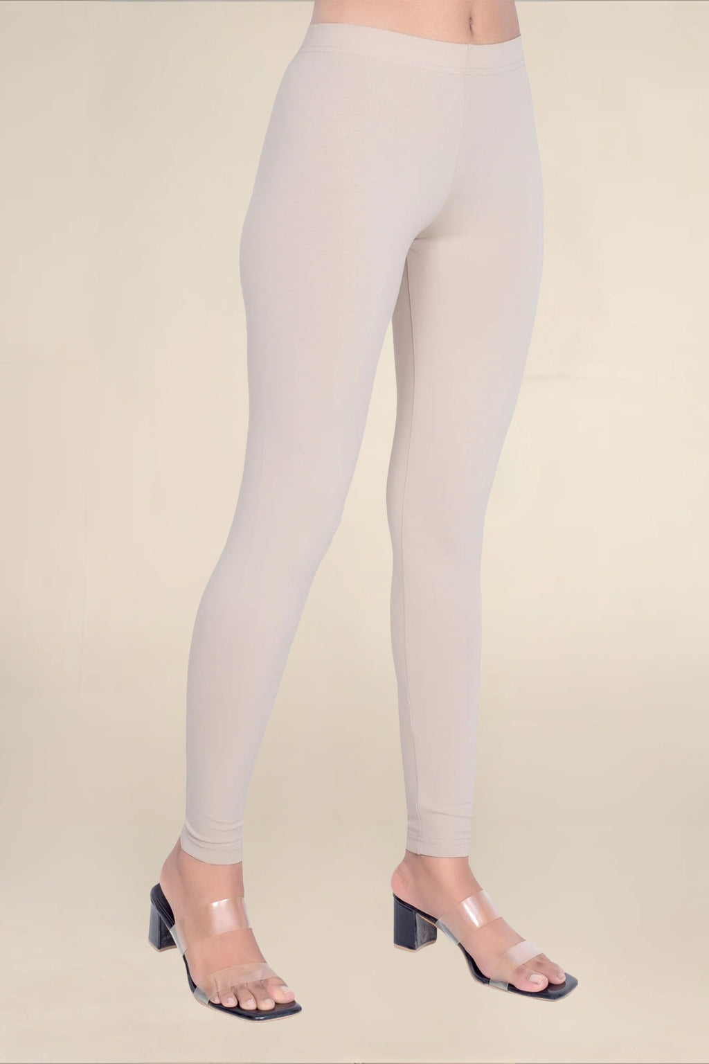 Women Beige Breathable Long Length Legging