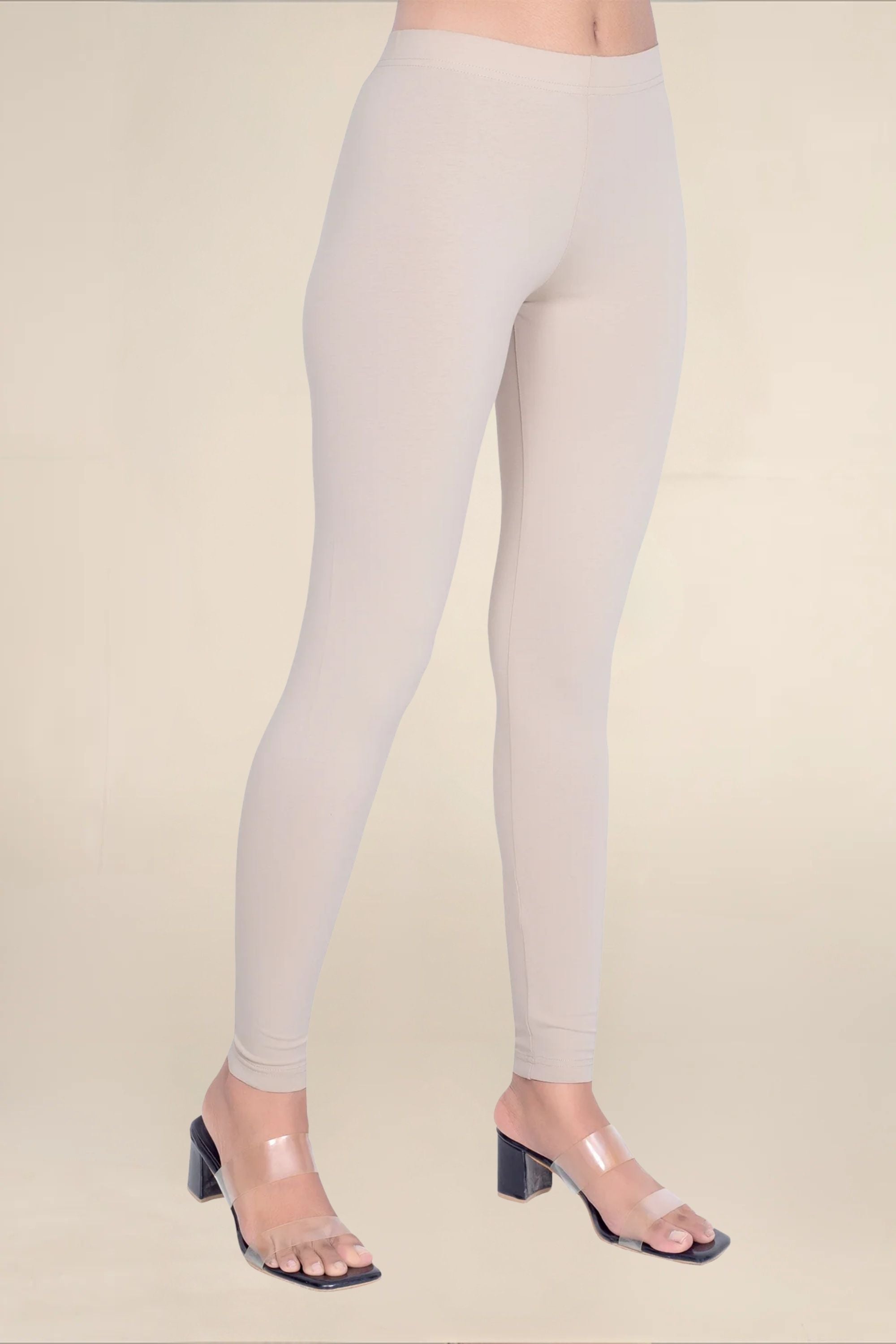 Women Beige Breathable Long Length Legging