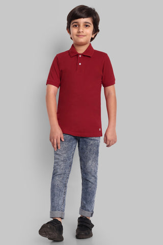 Boys Classic Cotton Polo T-Shirt Red