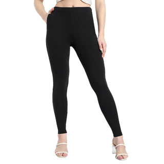 WOMENS BLACK REGULAR LENGTH POCKET LEGGING