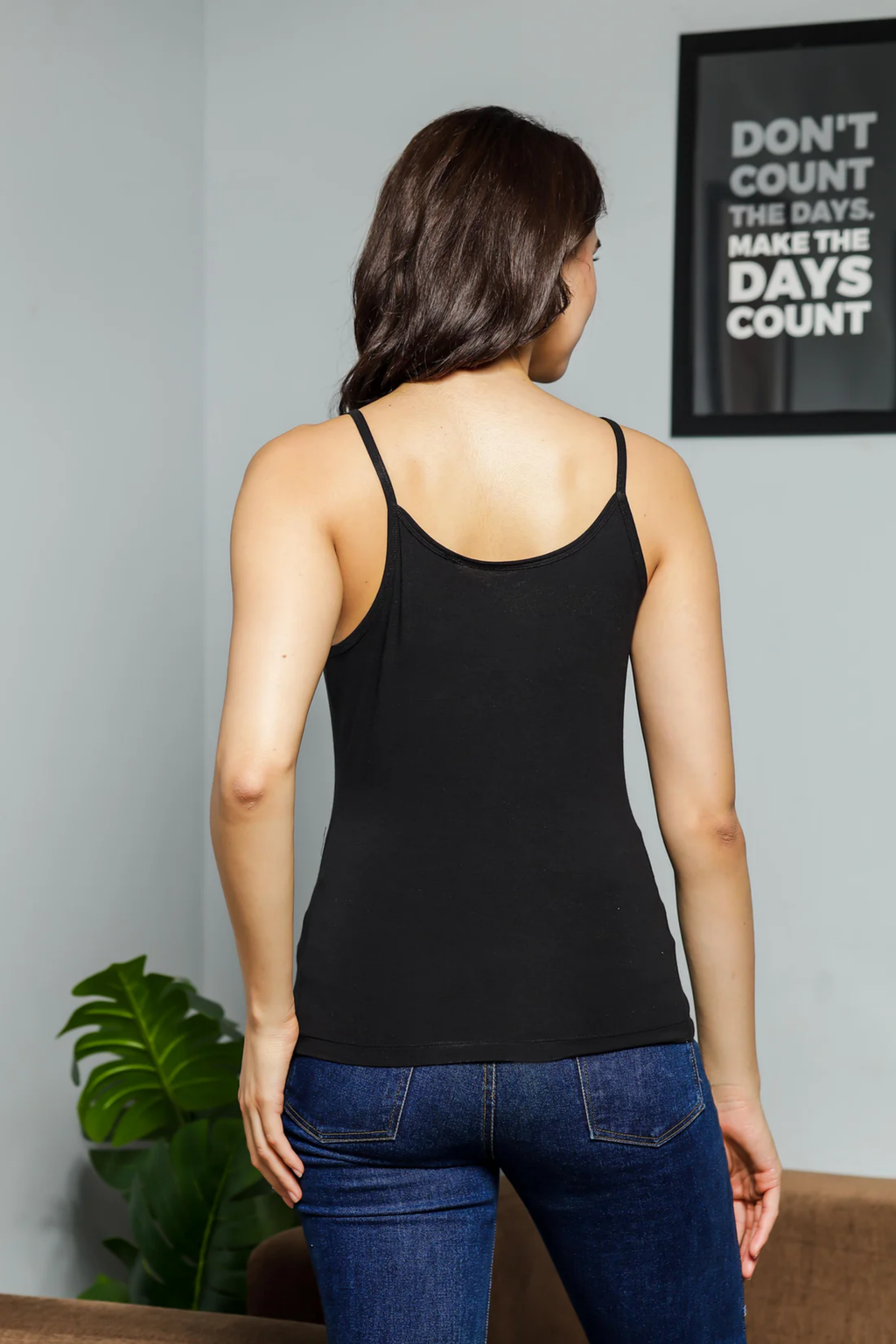 WOMENS BLACK REGULAR FIT CAMISOLE