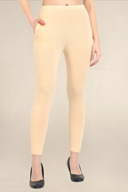 Women Light Peach Ankle Length Legging