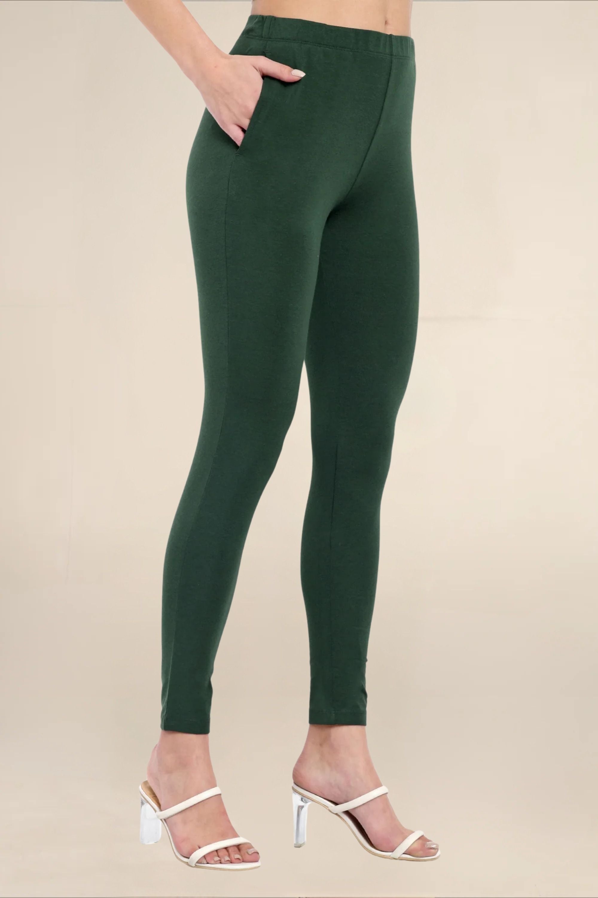 Women Military Green Regular Legging