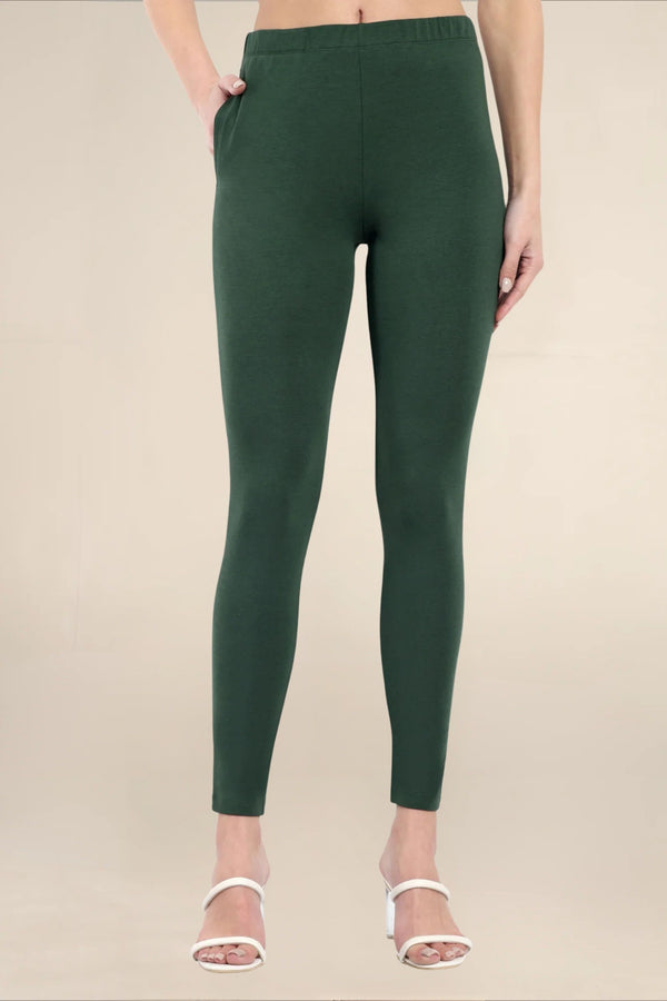 Women Military Green Regular Pocket Legging