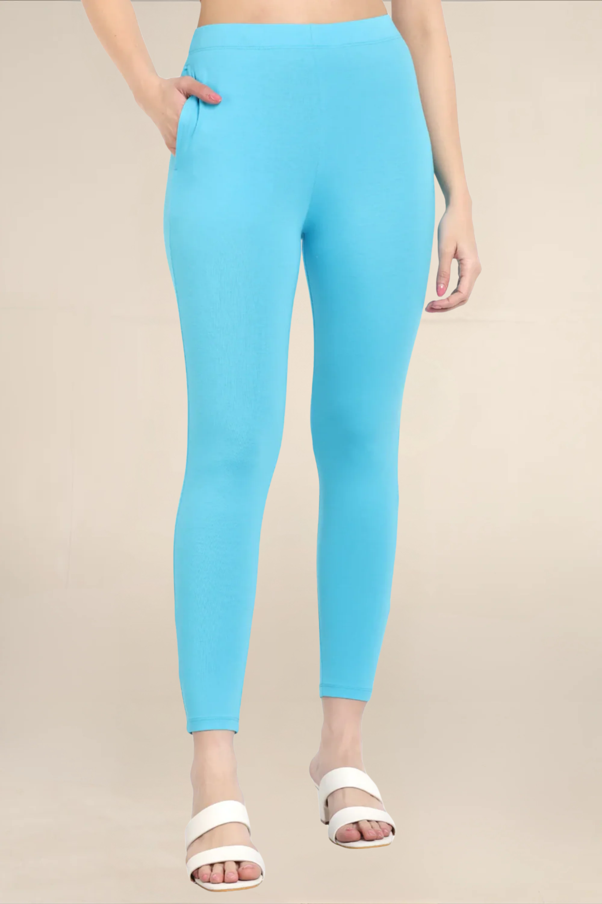 Women Light Blue Ankle Length Legging