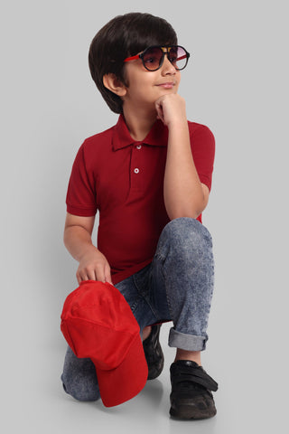Boys Classic Cotton Polo T-Shirt Red