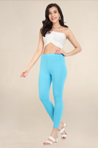 Women Light Blue Ankle Length Legging