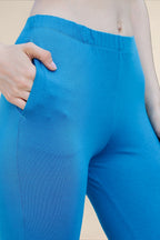 Women Turquoise Blue Regular Legging