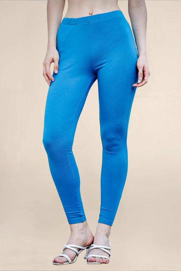Women Turquoise Blue Regular Pocket Legging