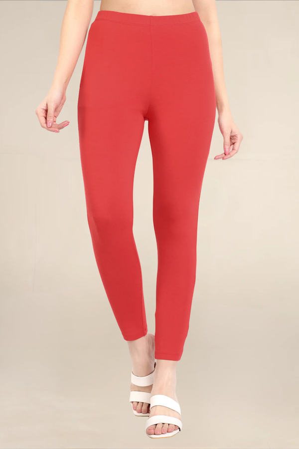 Women Crimson Ankle Length Pocket Legging