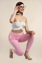 Women Baby Pink Ankle Length Legging