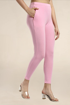 Women Baby Pink Ankle Length Legging