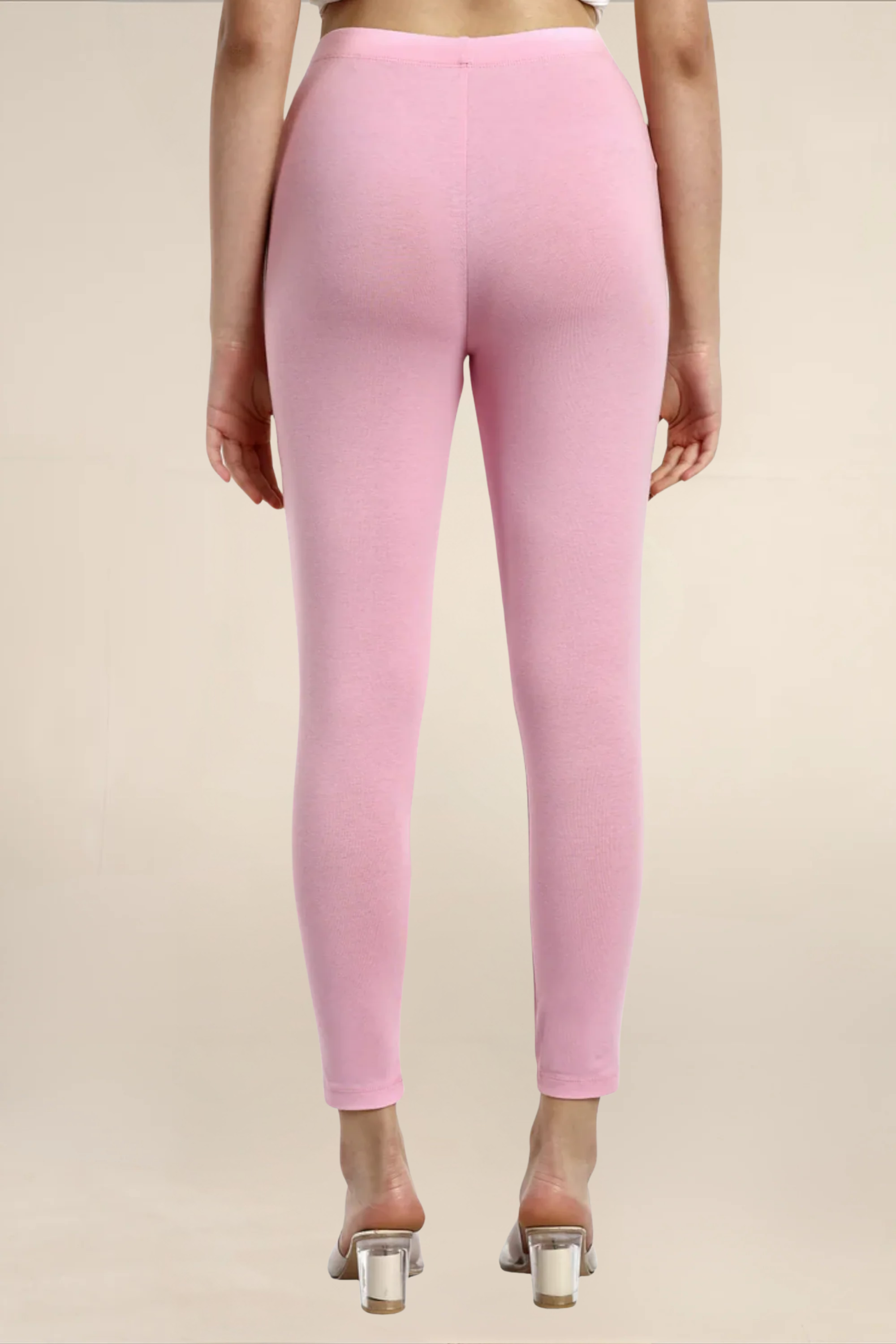 Women Baby Pink Ankle Length Legging