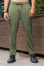Mens Solid Olive Track Pants
