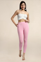 Women Baby Pink Ankle Length Legging