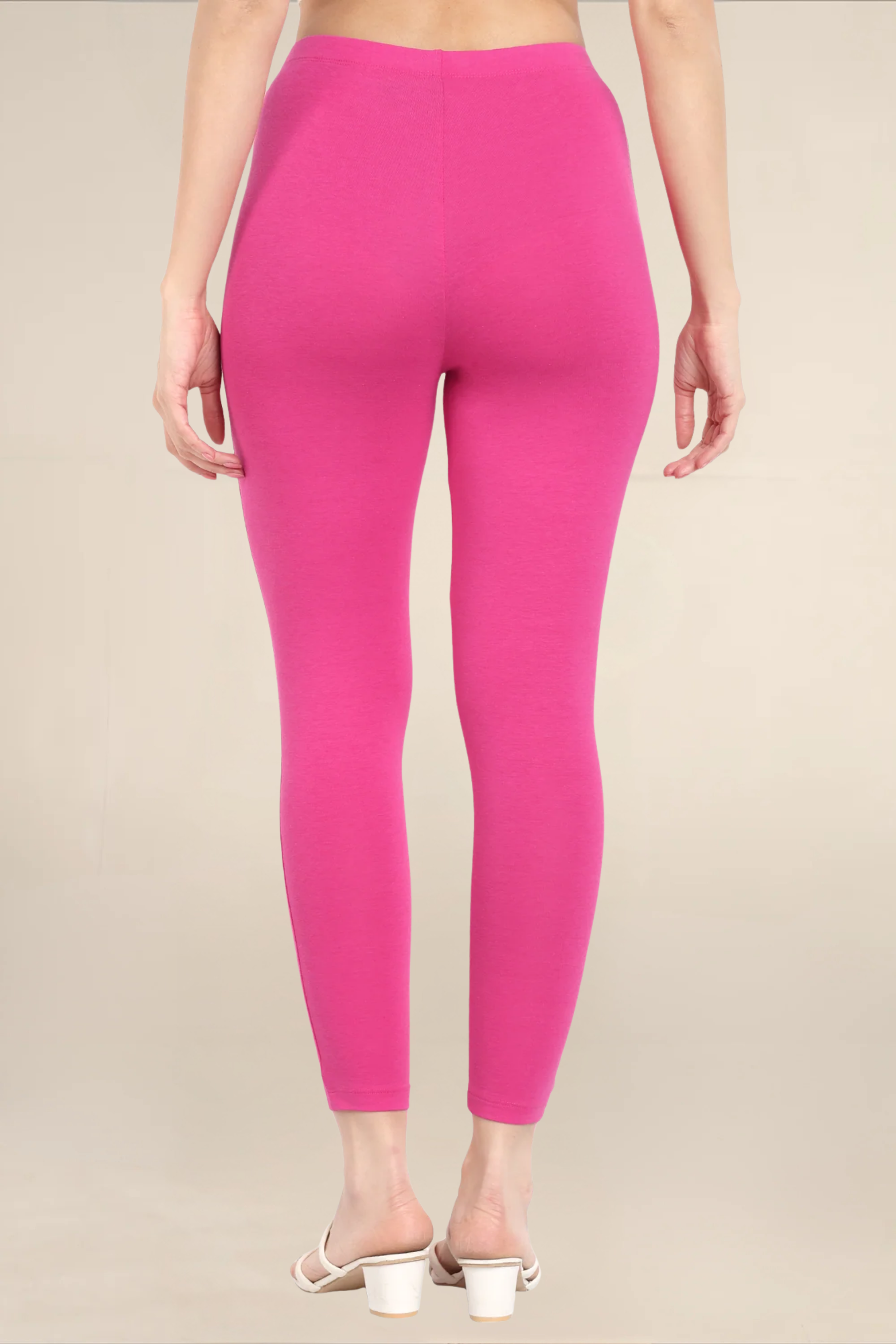 Women Fuchsia Pink Ankle Length Legging