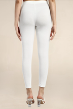 Women Off White Ankle Length Legging