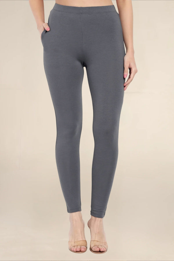 Women Fossil Grey Regular Pocket Legging