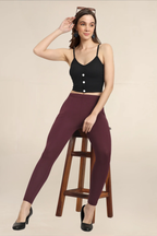 Women Burgundy Ankle Length Legging