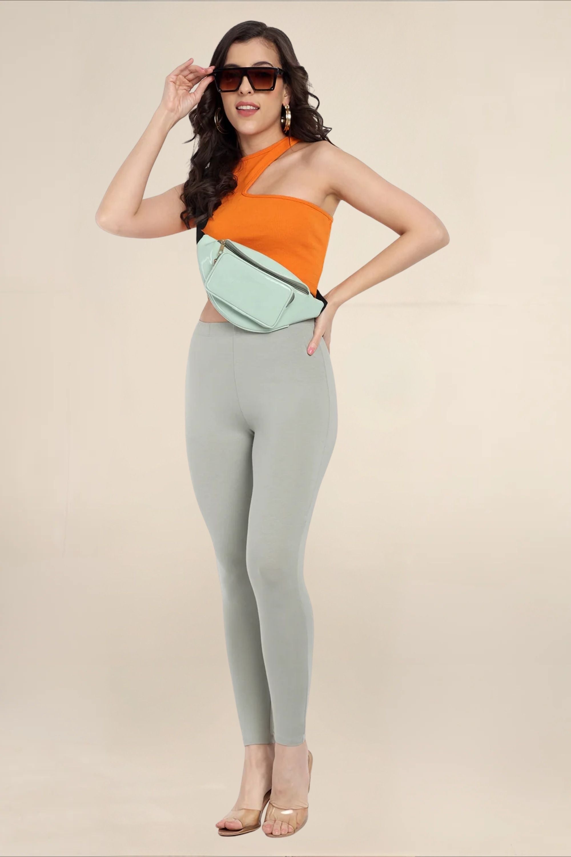 Women Fog Grey Regular Legging