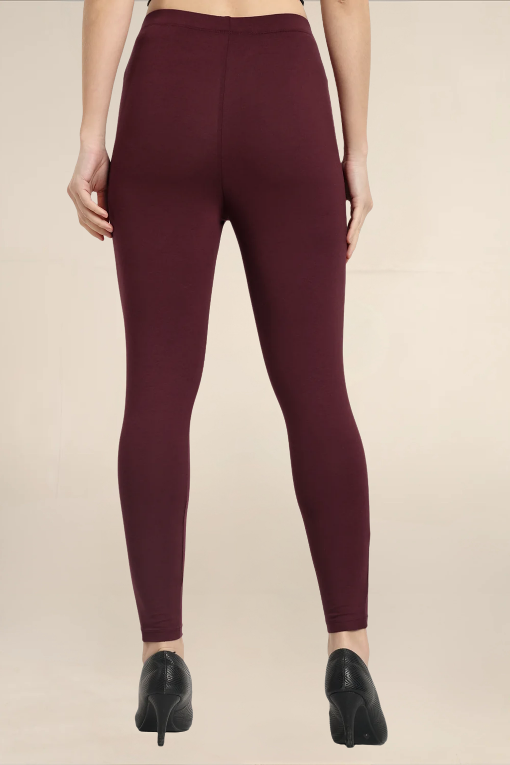 Women Burgundy Ankle Length Legging